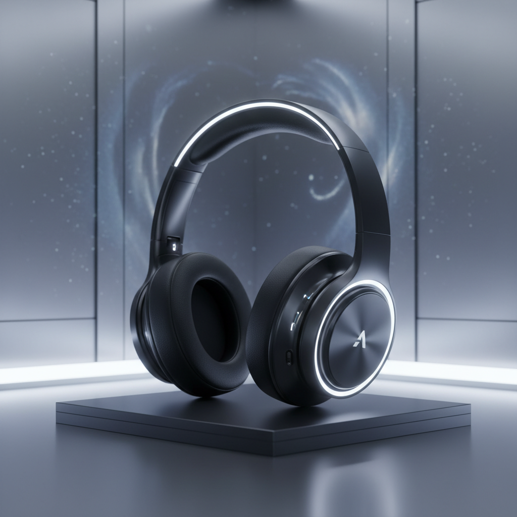AuraFlow Translucent Headphones - AuraFlow Translucent Headphones - Cosmic Black Edition