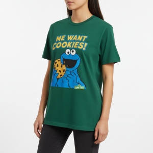 Cookie Monster 'Me Want Cookies' Classic Graphic Tee - Forest Green