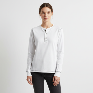 Henley Button Shirt - White