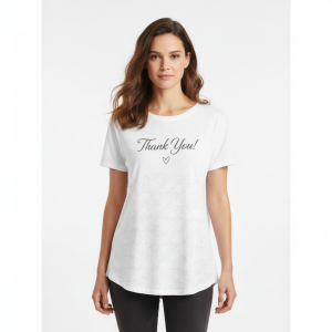Stylish 'Thank You' Gratitude Graphic T-Shirt - White