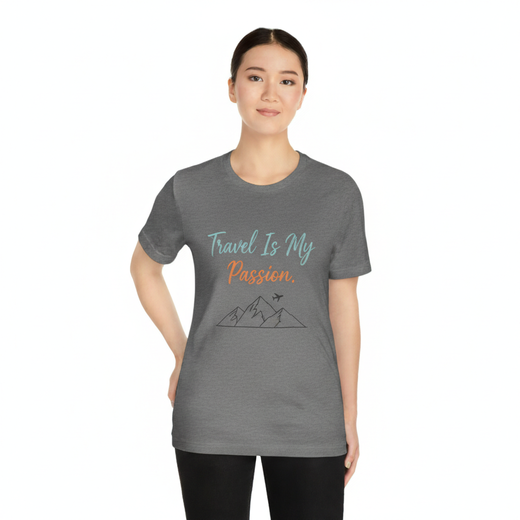 Wanderlust 'Travel Is My Passion.' Adventure Graphic Tee - Charcoal