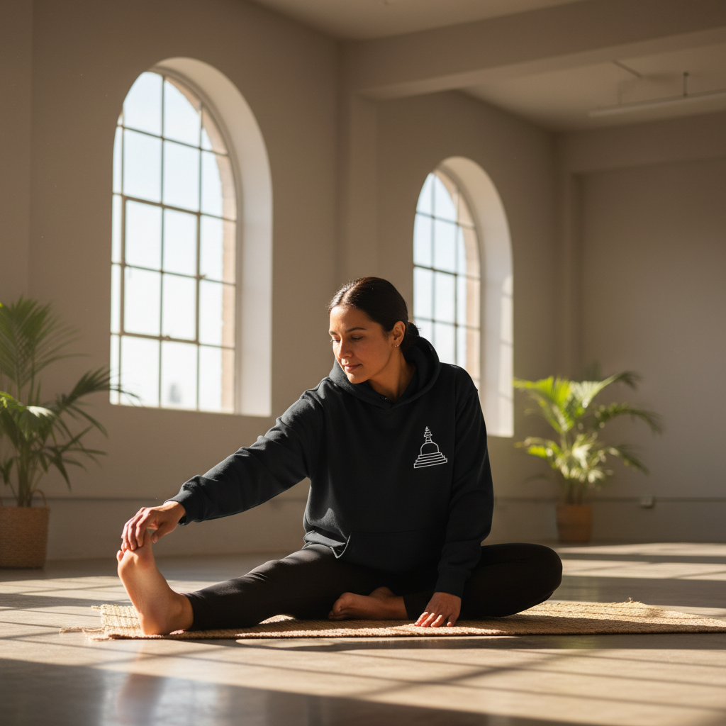 Zen Stupa Serenity Hoodie - Charcoal Black - XX-Large